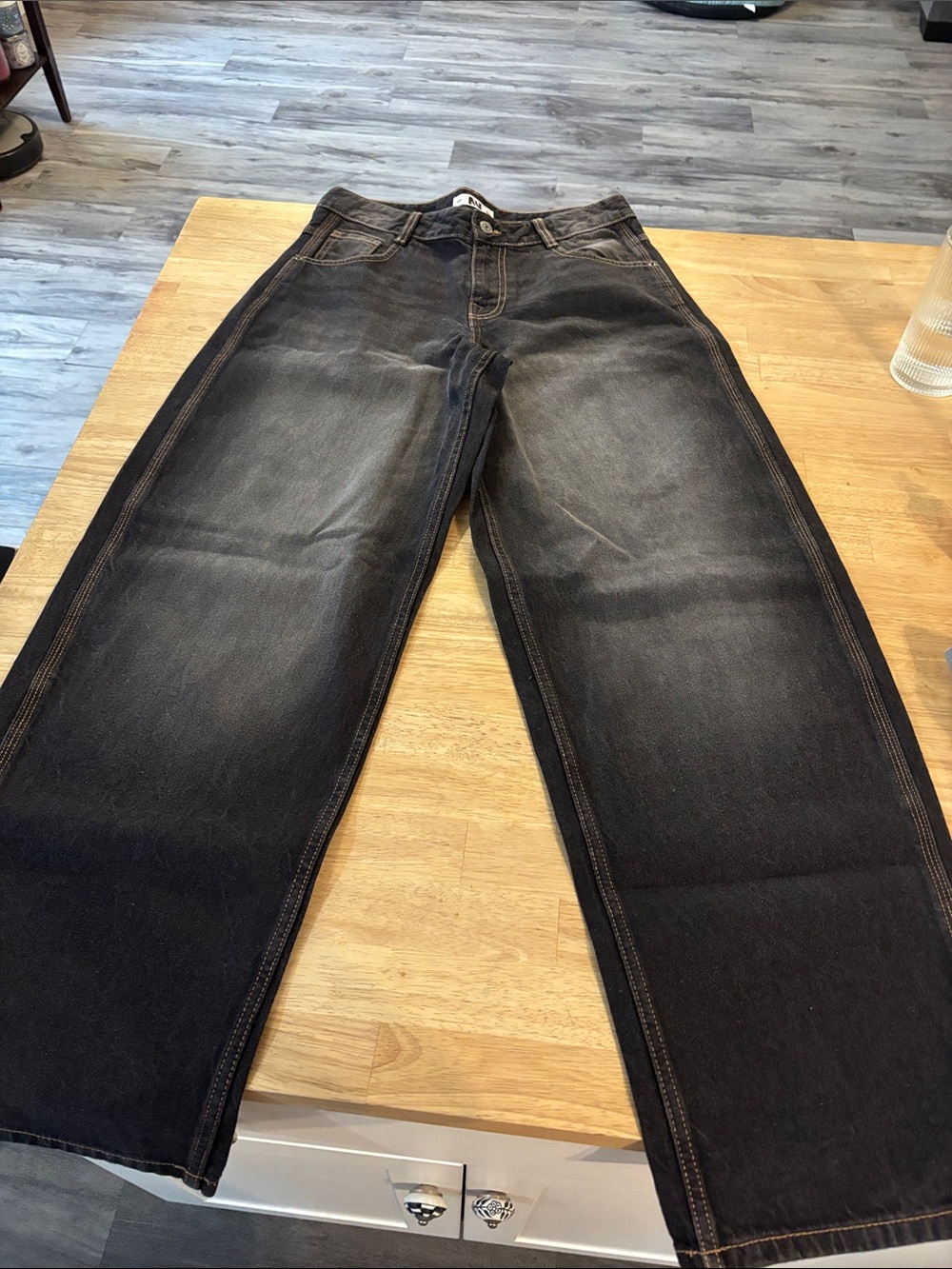Women’s Black Washed Straight-Leg Jeans